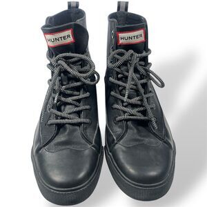 Hunter Unisex Target Dipped Canvas High-Top Sneakers Black&Black Size M6.5/W8.5